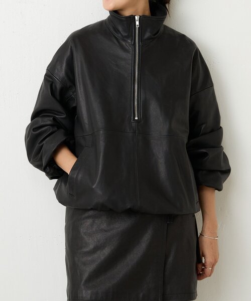 15 quinze》ラムレザーハーフジッププルオーバー（その他アウター