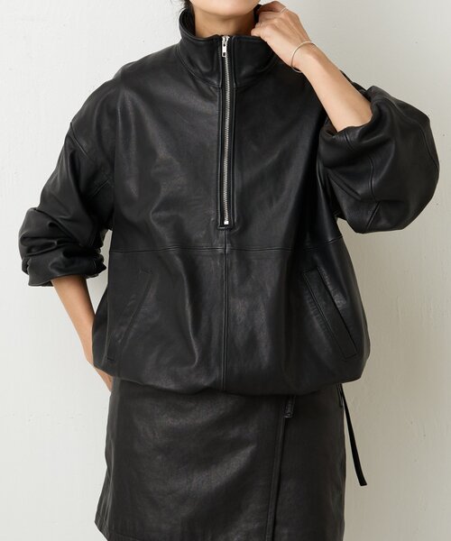 15 quinze》ラムレザーハーフジッププルオーバー（その他アウター