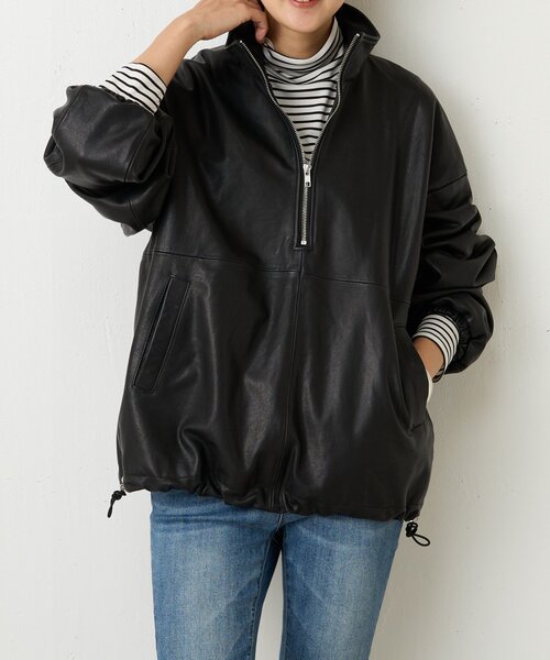 15 quinze》ラムレザーハーフジッププルオーバー（その他アウター