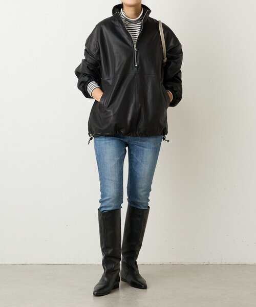 BEARDSLEY(ビアズリー)の「《15 quinze》ラムレザーハーフジッププルオーバー(その他アウター・レディース・ブラック・FREE)」の22枚目の写真