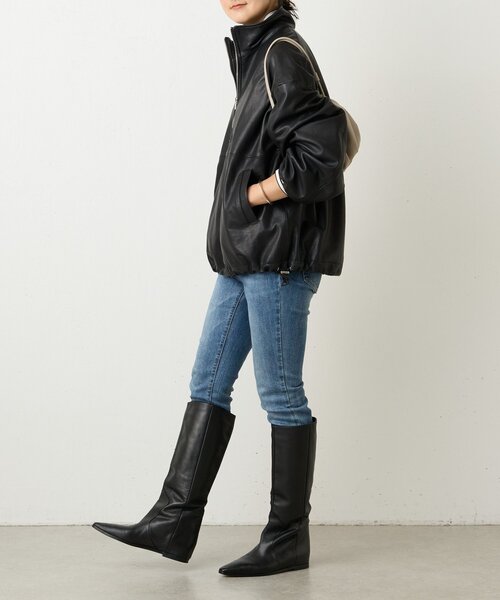 BEARDSLEY(ビアズリー)の「《15 quinze》ラムレザーハーフジッププルオーバー(その他アウター・レディース・ブラック・FREE)」の21枚目の写真