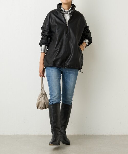 BEARDSLEY(ビアズリー)の「《15 quinze》ラムレザーハーフジッププルオーバー(その他アウター・レディース・ブラック・FREE)」の20枚目の写真