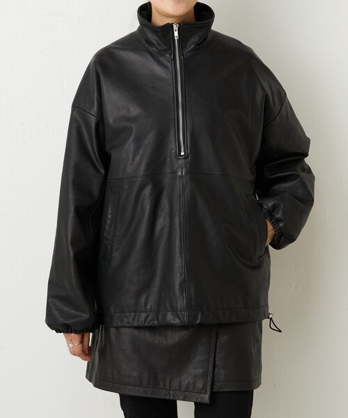 BEARDSLEY(ビアズリー)の「《15 quinze》ラムレザーハーフジッププルオーバー(その他アウター・レディース・ブラック・FREE)」の19枚目の写真