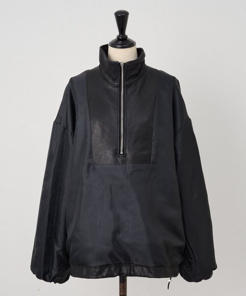 15 quinze》ラムレザーハーフジッププルオーバー（その他アウター