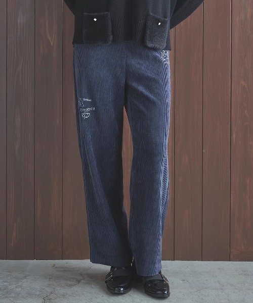 STUDIO PICONE（スタジオピッコーネ）の「コーデュロイ刺繍ワイドパンツ（その他パンツ・レディース・ネイビー/ベージュ/ブルー/キャメル・M/LL/L）」の19枚目の写真
