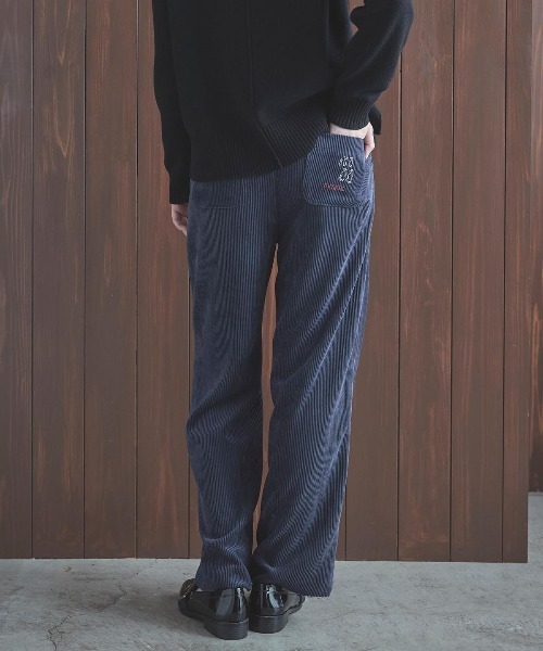 STUDIO PICONE（スタジオピッコーネ）の「コーデュロイ刺繍ワイドパンツ（その他パンツ・レディース・ネイビー/ベージュ/ブルー/キャメル・M/LL/L）」の22枚目の写真