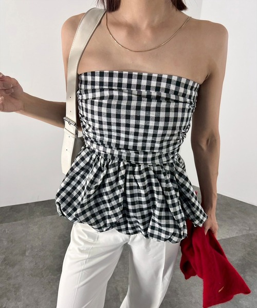 セール】ペプラムチューブトップ(chihiro select) / きれいめ シンプル