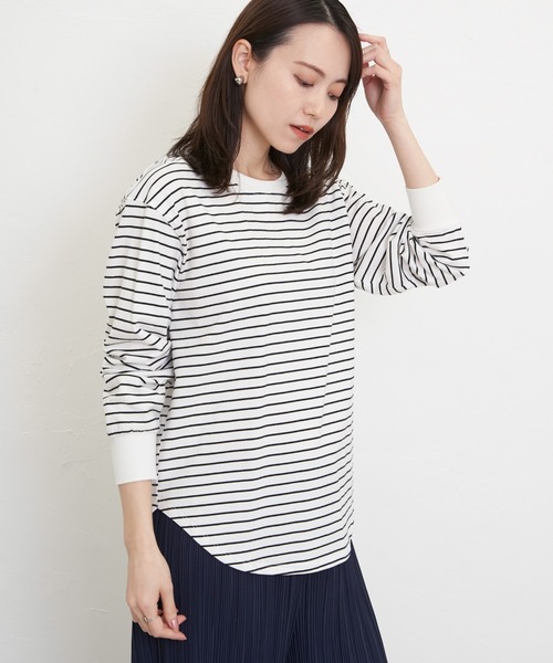 ikka（イッカ）の「【雑誌InRed12月号掲載】コットンUSA裾ラウンドロンT（Tシャツ/カットソー・レディース・オフホワイト/チャコールグレー/ダークベージュ/その他1・S/M/L）」の10枚目の写真