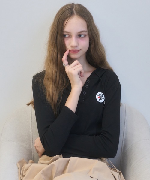 Birthday room(バースデイルーム)の「リブフードカットソー/ribbed hooded top(Tシャツ/カットソー・レディース・ブラック/グレー/ホワイト・FREE)」の8枚目の写真