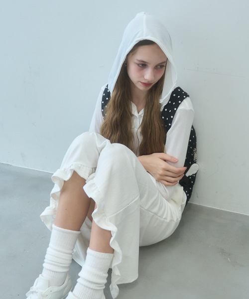 Birthday room(バースデイルーム)の「リブフードカットソー/ribbed hooded top(Tシャツ/カットソー・レディース・ブラック/グレー/ホワイト・FREE)」の19枚目の写真