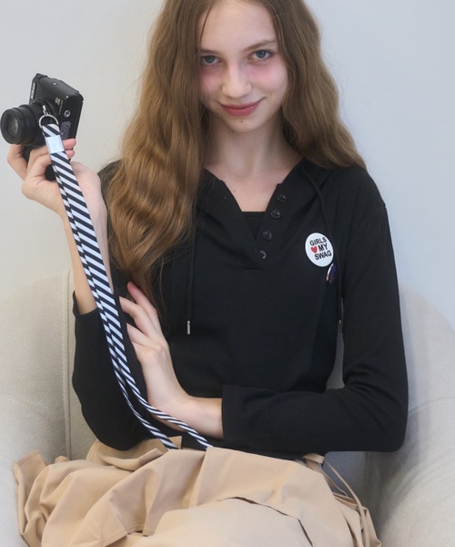 Birthday room(バースデイルーム)の「リブフードカットソー/ribbed hooded top(Tシャツ/カットソー・レディース・ブラック/グレー/ホワイト・FREE)」の10枚目の写真