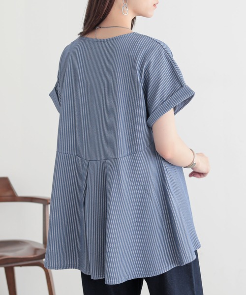 n'OrLABEL(ノアールレーベル)の「ストライプサッカーぺブラムカットソー(Tシャツ/カットソー・レディース・ネイビー/ブルー/ライトベージュ・2/1)」の22枚目の写真