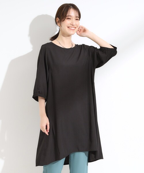 Marimekko 五分袖チュニックワンピース マリメッコ marimekko 水玉 ドット柄 ワンピース 膝丈 コットン