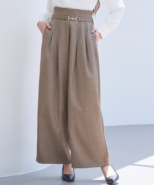 セール】千鳥柄のハイウエストドカンパンツ（スラックス）｜SAISON DE