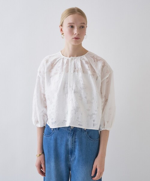 cloenc（クロエンス）の「【手洗い可】2wayジャカードブラウス（シャツ/ブラウス・レディース・ホワイト系4/ブラック系3・02）」の5枚目の写真