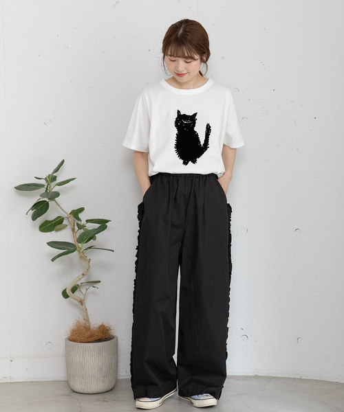 POU DOU DOU（プードゥドゥ）の「サイドフリルデザインパンツ（その他パンツ・レディース・ダークベージュ/インディゴブルー/ブラック・M）」の5枚目の写真