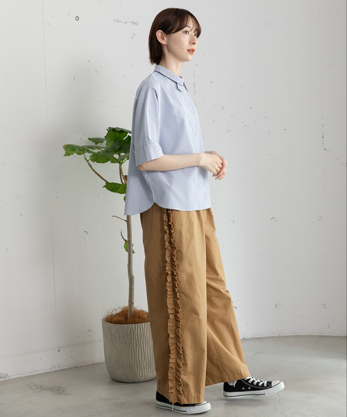 POU DOU DOU（プードゥドゥ）の「サイドフリルデザインパンツ（その他パンツ・レディース・ダークベージュ/インディゴブルー/ブラック・M）」の14枚目の写真