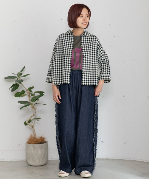 POU DOU DOU（プードゥドゥ）の「サイドフリルデザインパンツ（その他パンツ・レディース・ダークベージュ/インディゴブルー/ブラック・M）」の15枚目の写真