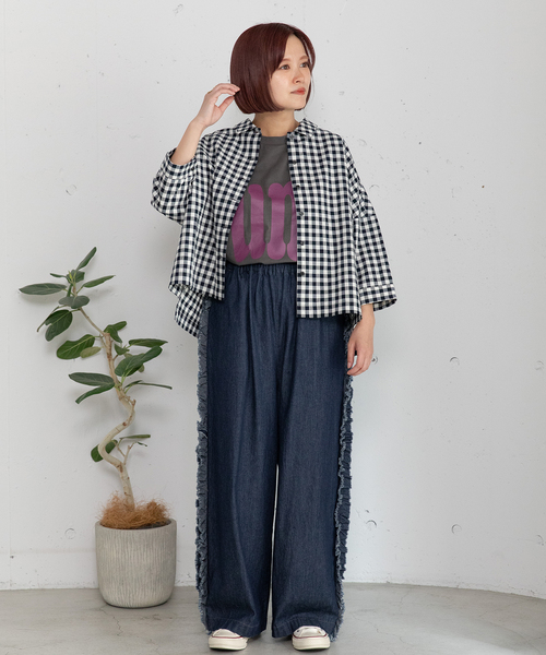 POU DOU DOU（プードゥドゥ）の「サイドフリルデザインパンツ（その他パンツ・レディース・ダークベージュ/インディゴブルー/ブラック・M）」の16枚目の写真