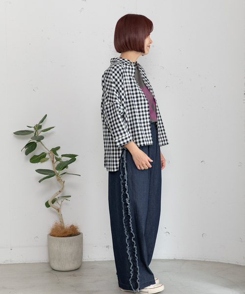 POU DOU DOU（プードゥドゥ）の「サイドフリルデザインパンツ（その他パンツ・レディース・ダークベージュ/インディゴブルー/ブラック・M）」の17枚目の写真