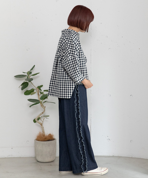 POU DOU DOU（プードゥドゥ）の「サイドフリルデザインパンツ（その他パンツ・レディース・ダークベージュ/インディゴブルー/ブラック・M）」の18枚目の写真