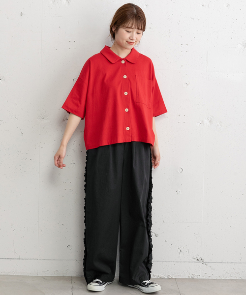 POU DOU DOU（プードゥドゥ）の「サイドフリルデザインパンツ（その他パンツ・レディース・ダークベージュ/インディゴブルー/ブラック・M）」の19枚目の写真