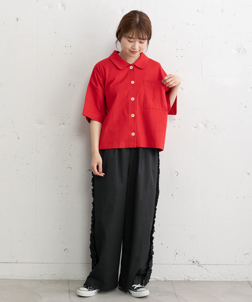 POU DOU DOU（プードゥドゥ）の「サイドフリルデザインパンツ（その他パンツ・レディース・ダークベージュ/インディゴブルー/ブラック・M）」の20枚目の写真