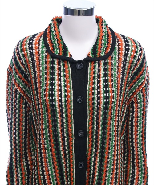 CLEAR BASIC（クリアベーシック）の「クロシェライクロングニットカーディガン[カジュアル 着回し抜群 大人]（カーディガン/ボレロ・レディース・ブラック/アイボリー・F）」の7枚目の写真