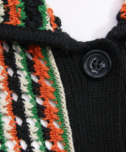 CLEAR BASIC（クリアベーシック）の「クロシェライクロングニットカーディガン[カジュアル 着回し抜群 大人]（カーディガン/ボレロ・レディース・ブラック/アイボリー・F）」の9枚目の写真