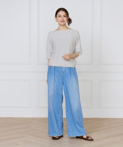 INED（イネド）の「ホールガーメント ボートネックパフスリーブニット《Cuoo》（ニット/セーター・レディース・ブラック/グレー/イエロー/カーキ・9号）」の9枚目の写真