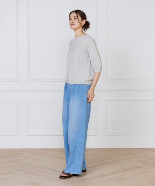 INED（イネド）の「ホールガーメント ボートネックパフスリーブニット《Cuoo》（ニット/セーター・レディース・ブラック/グレー/イエロー/カーキ・9号）」の11枚目の写真