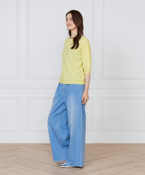 INED（イネド）の「ホールガーメント ボートネックパフスリーブニット《Cuoo》（ニット/セーター・レディース・ブラック/グレー/イエロー/カーキ・9号）」の14枚目の写真