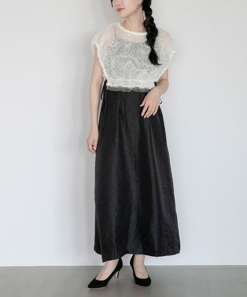 URBAN RESEARCH ROSSO WOMEN(アーバンリサーチ ロッソ)の「kaene チュールボレロハイウエストドレス(ワンピース・レディース・ブラック/ブルー系その他・36)」の5枚目の写真