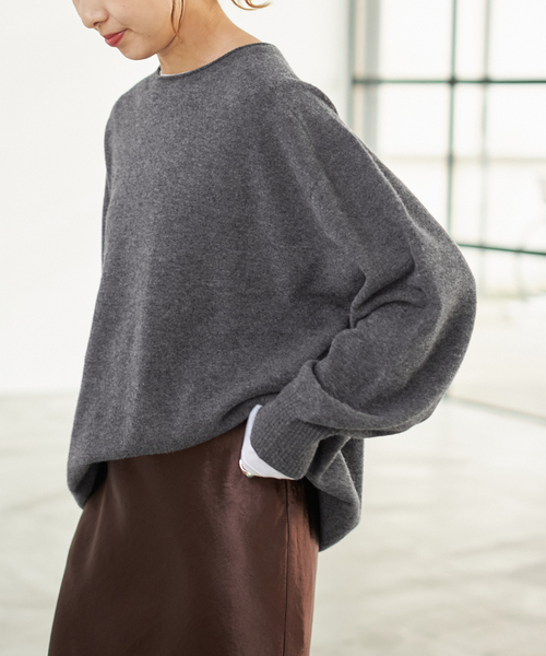 Spick and Span CHESSルーズボートネックニット グレー スピック＆スパン Spick & Span 《追加予約》CHESSルーズボート