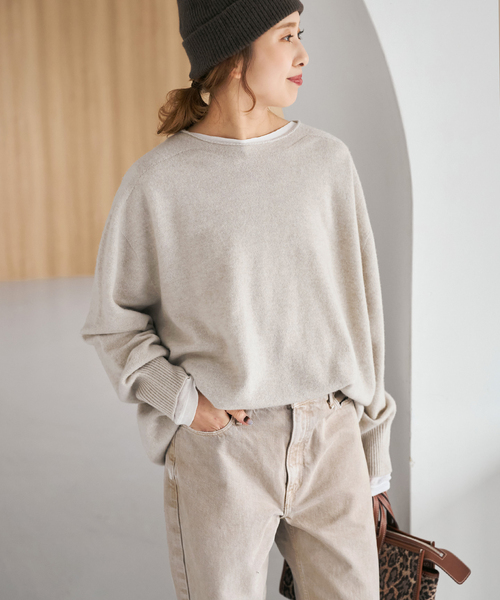 Spick and Span CHESSルーズボートネックニット グレー 追加》CHESSルーズボートネックプルオーバー（ニット／セーター