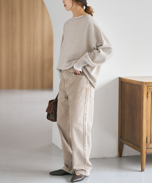 Spick & Span（スピックアンドスパン）の「《追加》CHESSルーズボートネックプルオーバー（ニット/セーター・レディース・チャコールグレー/ベージュ/ピンク系その他/ブルー・FREE）」の8枚目の写真