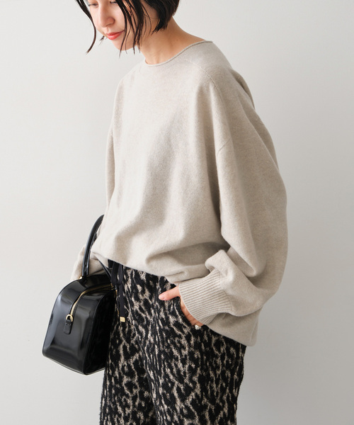 Spick & Span（スピックアンドスパン）の「《追加》CHESSルーズボートネックプルオーバー（ニット/セーター・レディース・チャコールグレー/ベージュ/ピンク系その他/ブルー・FREE）」の11枚目の写真