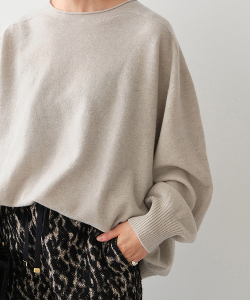 Spick & Span（スピックアンドスパン）の「《追加》CHESSルーズボートネックプルオーバー（ニット/セーター・レディース・チャコールグレー/ベージュ/ピンク系その他/ブルー・FREE）」の12枚目の写真