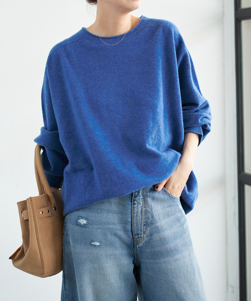 Spick & Span（スピックアンドスパン）の「《追加》CHESSルーズボートネックプルオーバー（ニット/セーター・レディース・チャコールグレー/ベージュ/ピンク系その他/ブルー・FREE）」の15枚目の写真