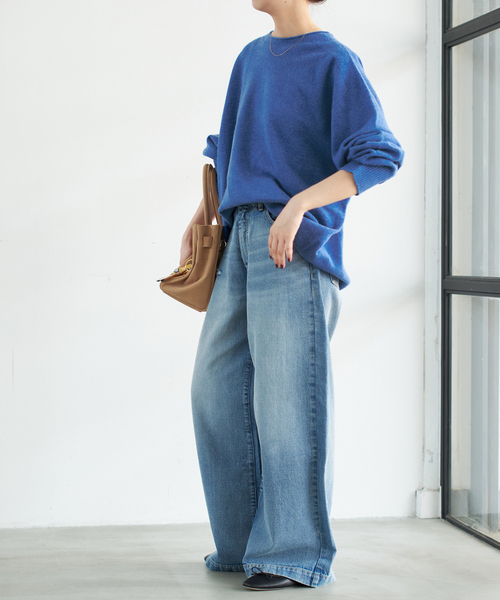 Spick & Span（スピックアンドスパン）の「《追加》CHESSルーズボートネックプルオーバー（ニット/セーター・レディース・チャコールグレー/ベージュ/ピンク系その他/ブルー・FREE）」の18枚目の写真