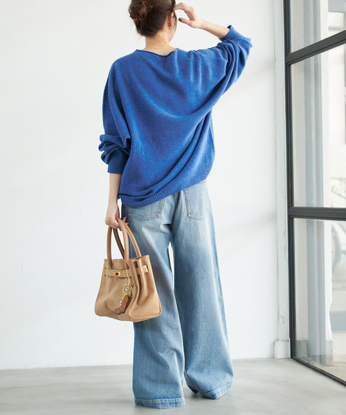 Spick & Span（スピックアンドスパン）の「《追加》CHESSルーズボートネックプルオーバー（ニット/セーター・レディース・チャコールグレー/ベージュ/ピンク系その他/ブルー・FREE）」の19枚目の写真