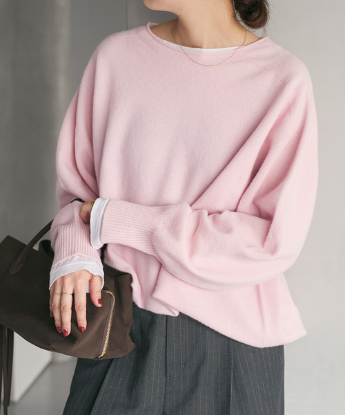 Spick & Span（スピックアンドスパン）の「《追加》CHESSルーズボートネックプルオーバー（ニット/セーター・レディース・チャコールグレー/ベージュ/ピンク系その他/ブルー・FREE）」の21枚目の写真