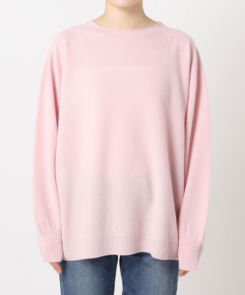 スピックアンドスパン CHESS ルーズボートネックニット 24AW ピンク 追加》CHESSルーズボートネックプルオーバー（ニット/セーター