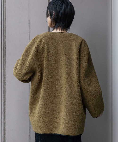 Munich（ミューニック）の「シープボアムートンライダースコート（ノーカラーコート・レディース・ブラック/アイボリー/カーキ・FREE）」の13枚目の写真