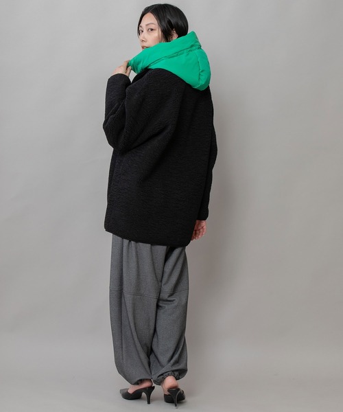 Munich（ミューニック）の「シープボアムートンライダースコート（ノーカラーコート・レディース・ブラック/アイボリー/カーキ・FREE）」の4枚目の写真