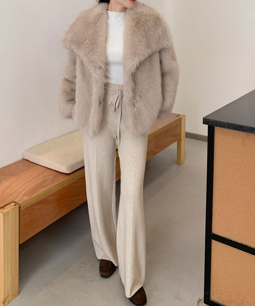 セール】ビッグカラー オーバーサイズ フェイクファーコート 秋 冬