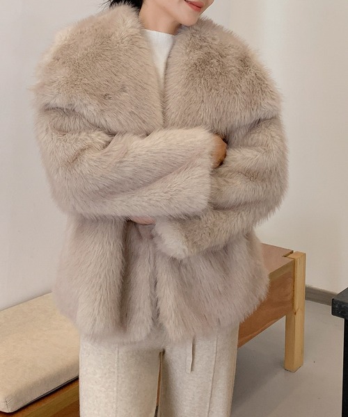 セール】ビッグカラー オーバーサイズ フェイクファーコート 秋 冬