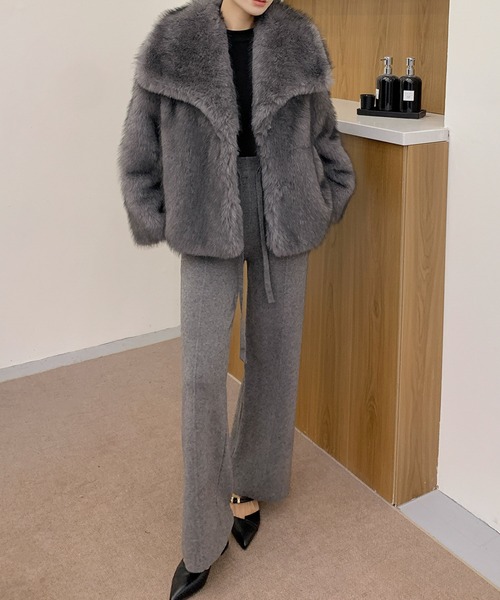 セール】ビッグカラー オーバーサイズ フェイクファーコート 秋 冬
