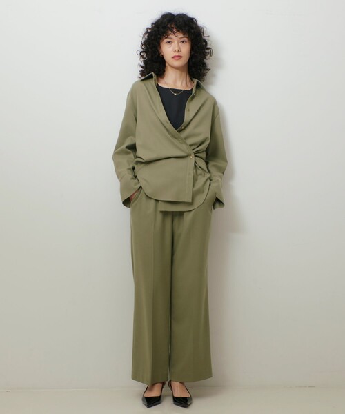 qualite（カリテ）の「【セットアップ対応】ソフトサキソニー2WAYシャツ（シャツ/ブラウス・レディース・グレー/カーキ・フリー）」の16枚目の写真