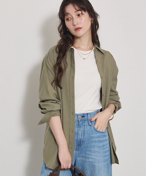 qualite（カリテ）の「【セットアップ対応】ソフトサキソニー2WAYシャツ（シャツ/ブラウス・レディース・グレー/カーキ・フリー）」の18枚目の写真